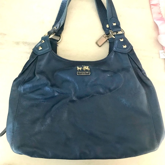 Coach Blue Leather Tote - Picture 1 of 8